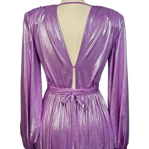 Bronx and Banco Zoe Lavender Shimmer Puff Sleeve Gown| M - Picture 9 of 13